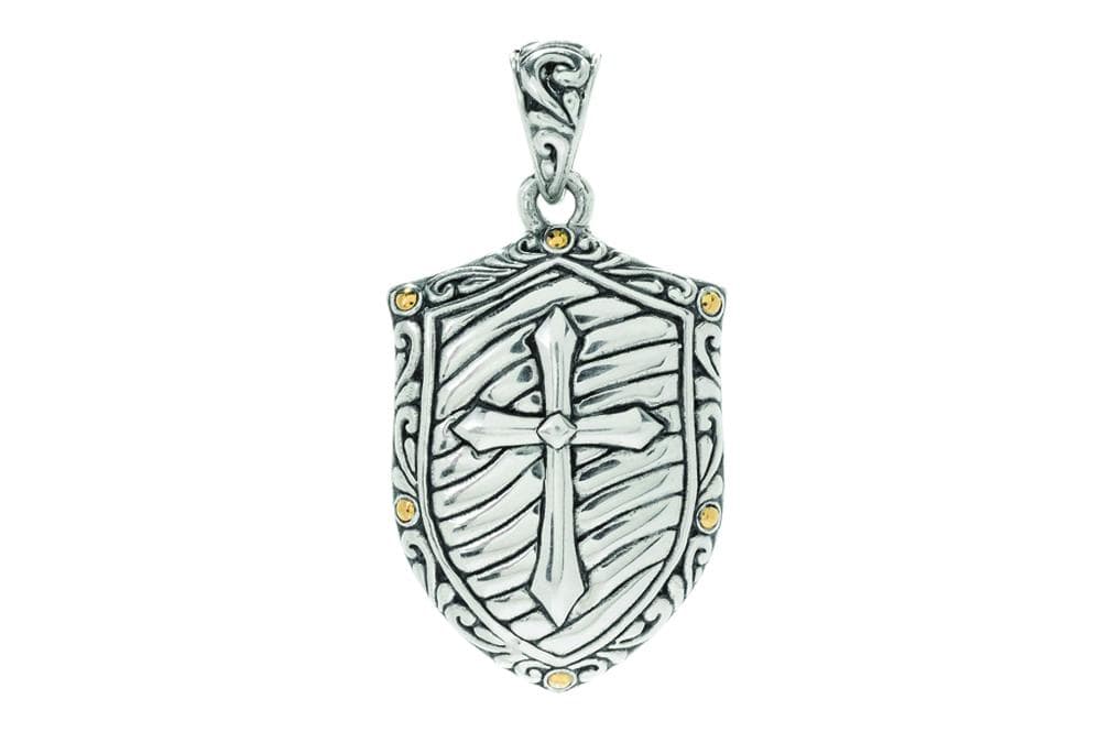 Samuel B. Jewelry Pendant Abram's Shield Pendant Silver And Gold