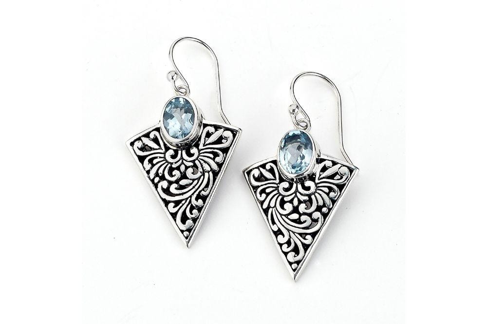 Samuel B EARRING ARROWHEAD EARRINGS Blue Topaz