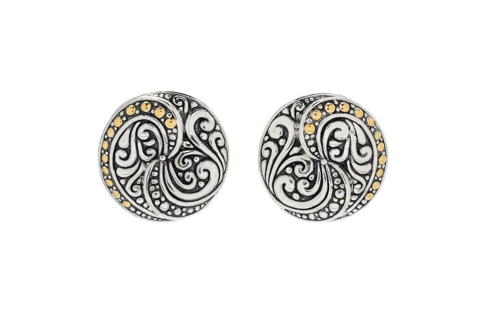 Samuel B EARRING BALINESE SWIRL EARRINGS SILVER AND GOLD