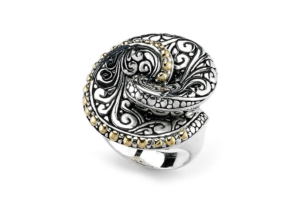 Samuel B RING BALINESE SWIRL RING SILVER AND GOLD / 5