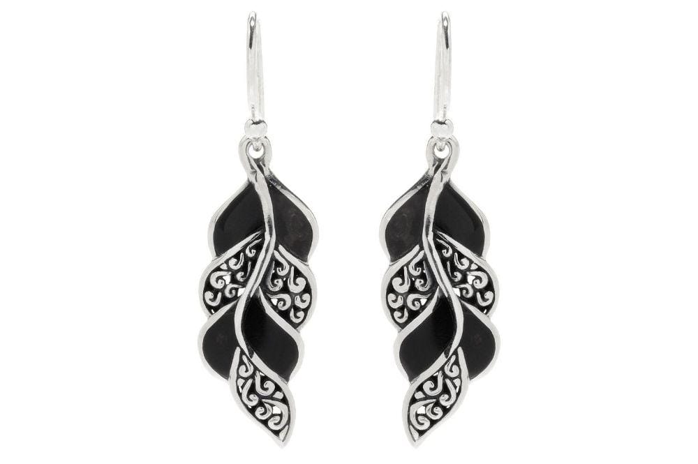 Samuel B. EARRING Cascada Leaf Earrings- Black Shell Black Shell