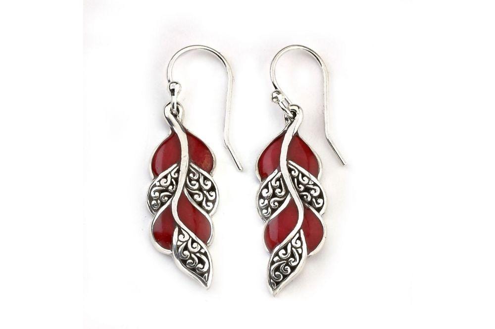 Samuel B. EARRING Cascada Leaf Earrings- Coral Coral