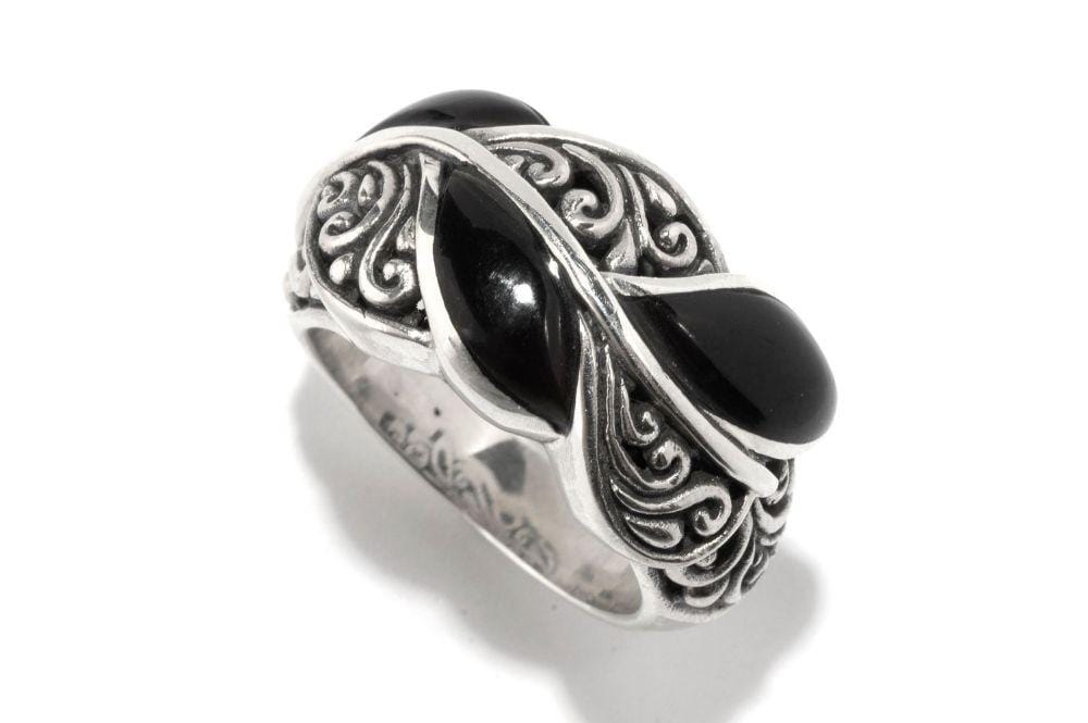 Samuel B RING CASCADA LEAF RING BLACK SHELL / 5