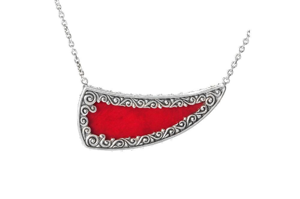 Samuel B. NECKLACE Crescent Moon Pendant- Coral Coral