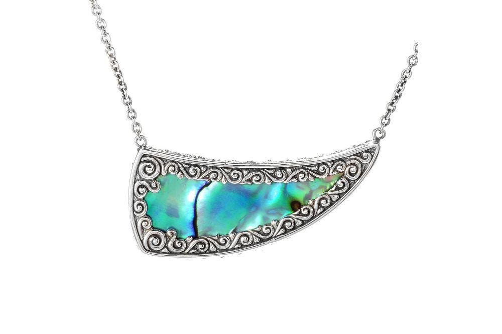 Samuel B NECKLACE CRESCENT MOON PENDANT PAUA