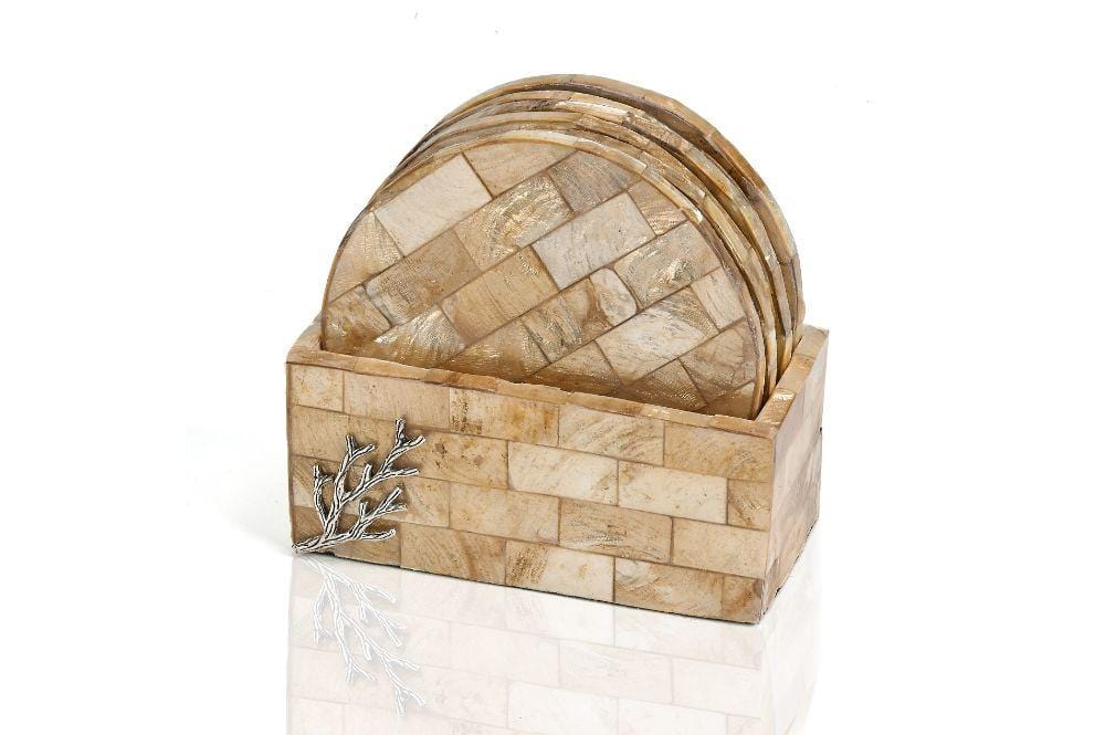 Samuel B Coaster Set Coaster Set BROWN MOTHER OF PEARL