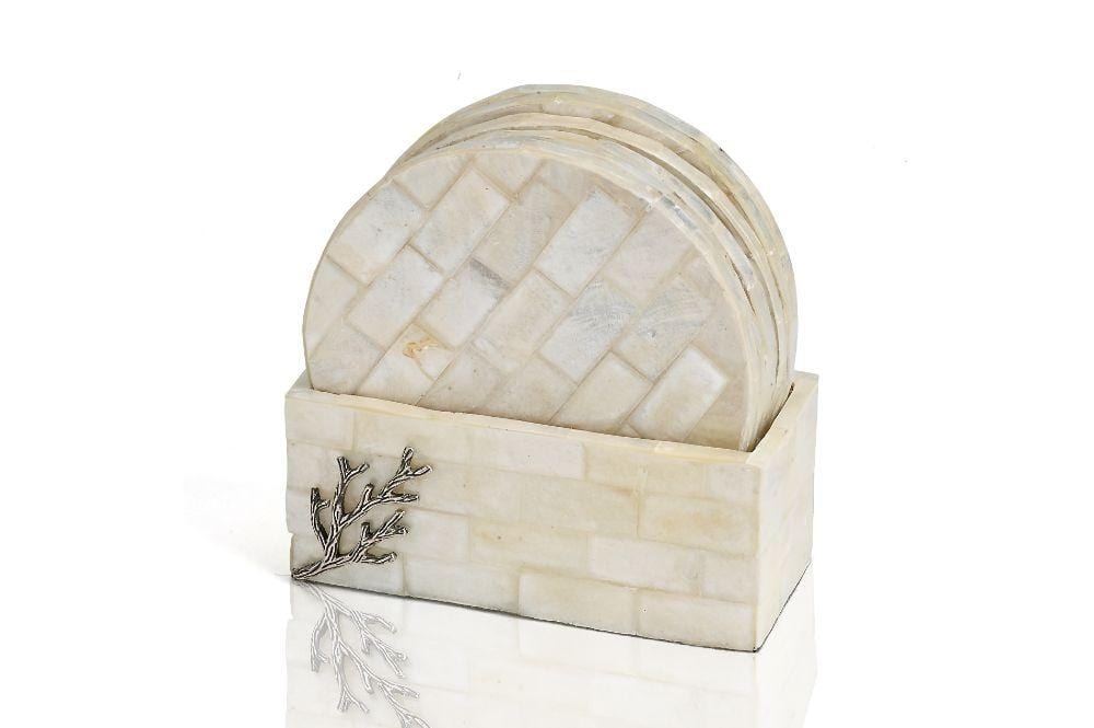 Samuel B Coaster Set Coaster Set WHITE MOTHER OF PEARL