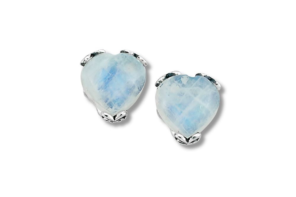 Glow Heart Earrings- Rainbow Moonstone