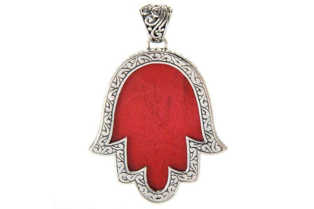 Samuel B. PENDANT Hamsa Reef Pendant- Coral Coral