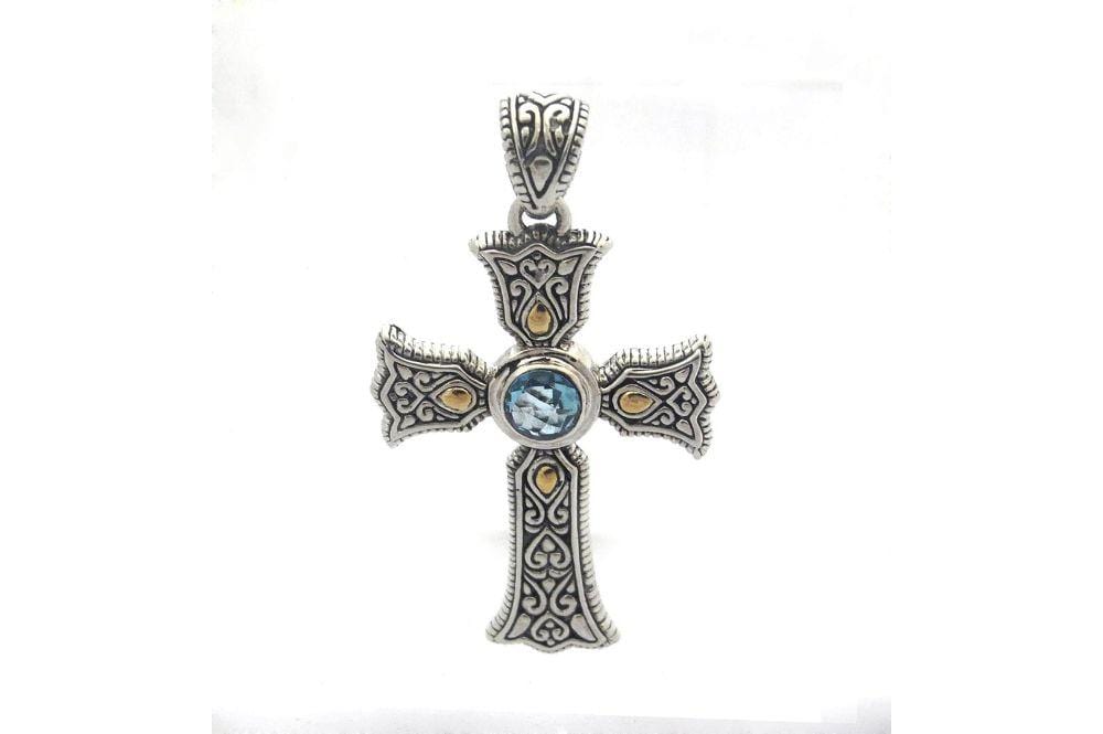 Samuel B PENDANT IRELAND CROSS PENDANT BLUE TOPAZ