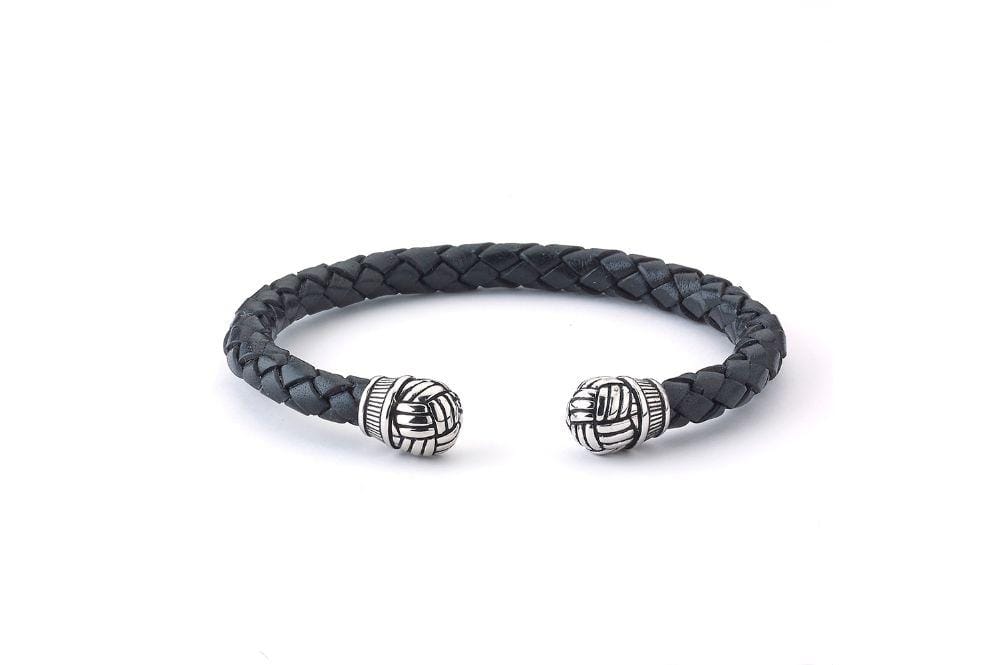 Samuel B BANGLE KNIT BANGLE BLACK LEATHER
