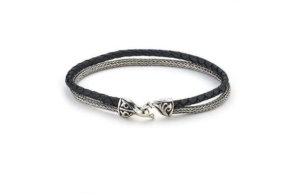 Samuel B. BRACELET Latitude Bracelet- Black Leather Black / 7