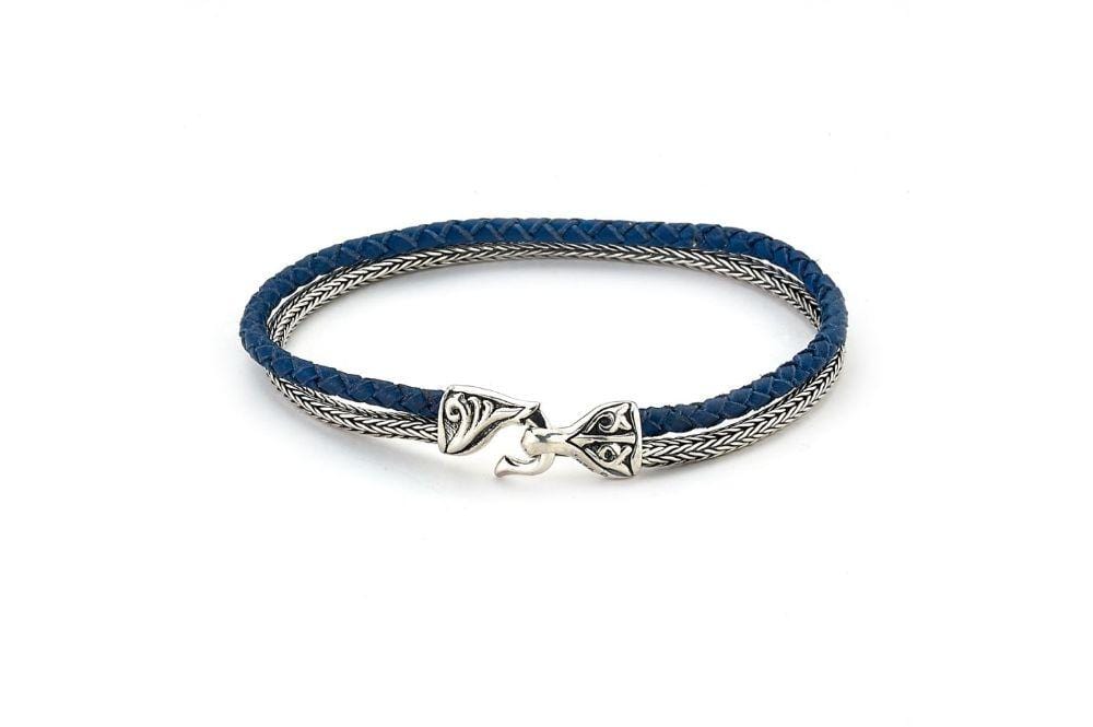 Samuel B. BRACELET Latitude Bracelet- Blue Leather Blue / 7"