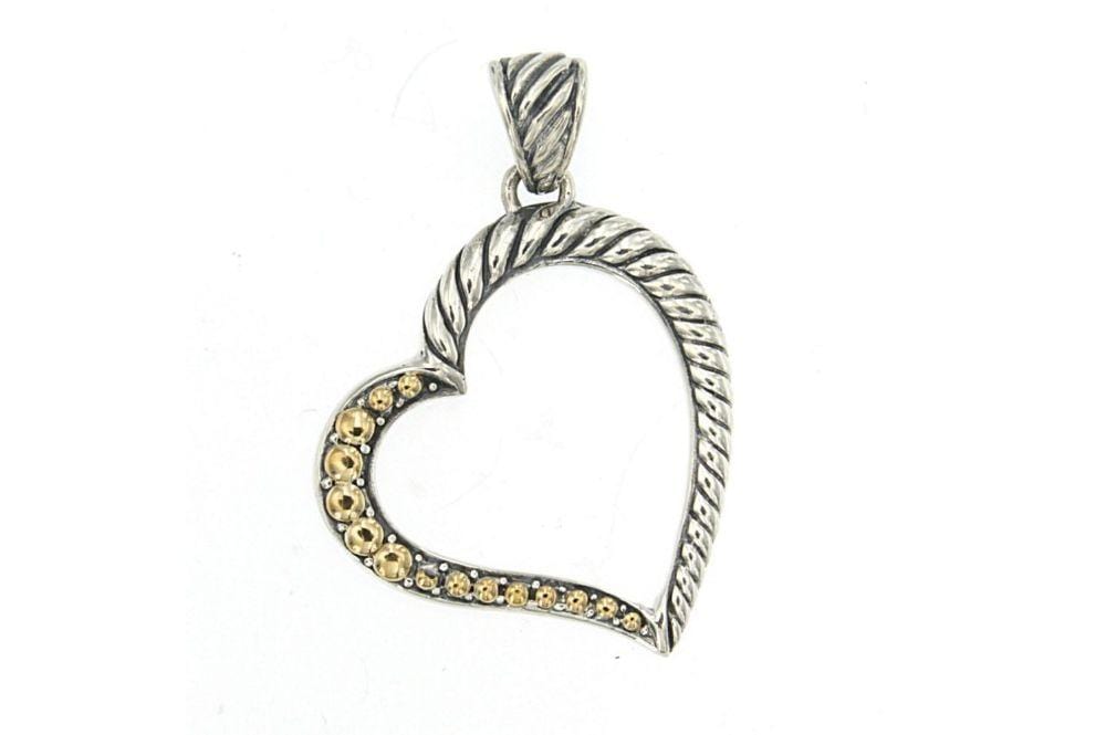 Samuel B PENDANT OPEN HEART PENDANT SILVER AND GOLD