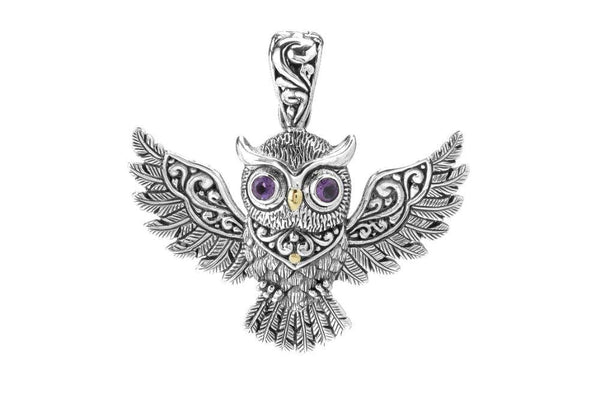 Samuel B. PENDANT Owl Pendant- Amethyst Amethyst