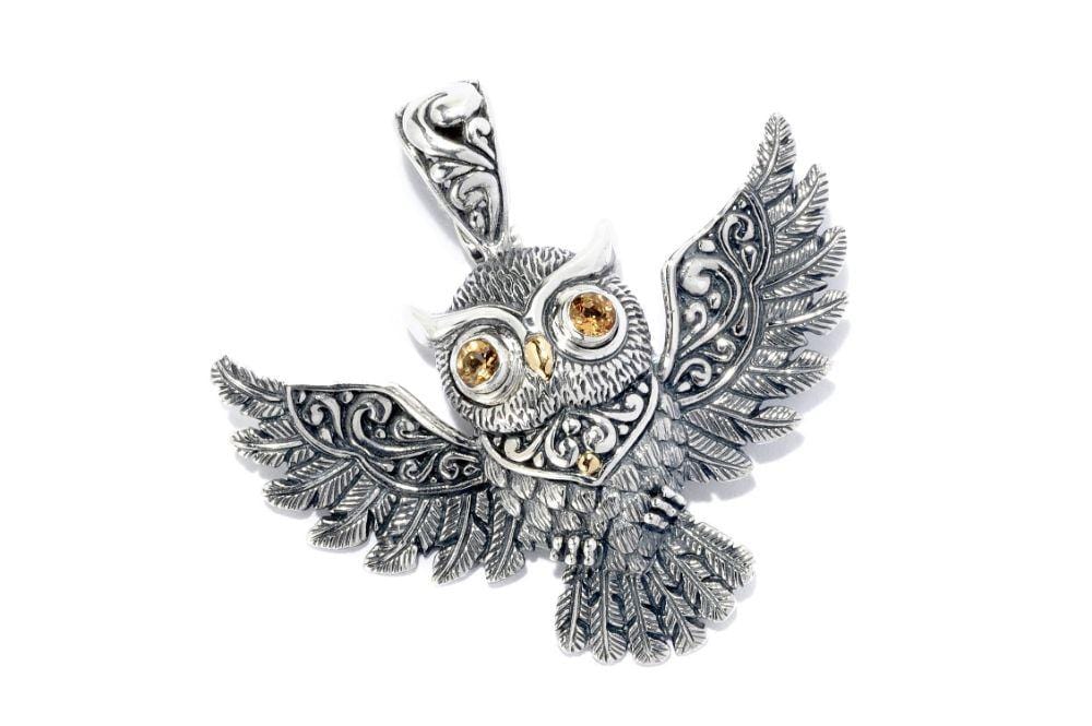 Samuel B. PENDANT Owl Pendant- Citrine Citrine