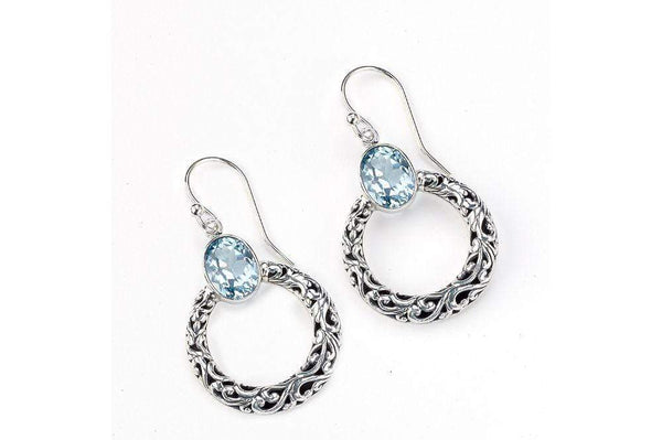 Samuel B. EARRING Sacred Circle Earrings- Blue Topaz Blue Topaz