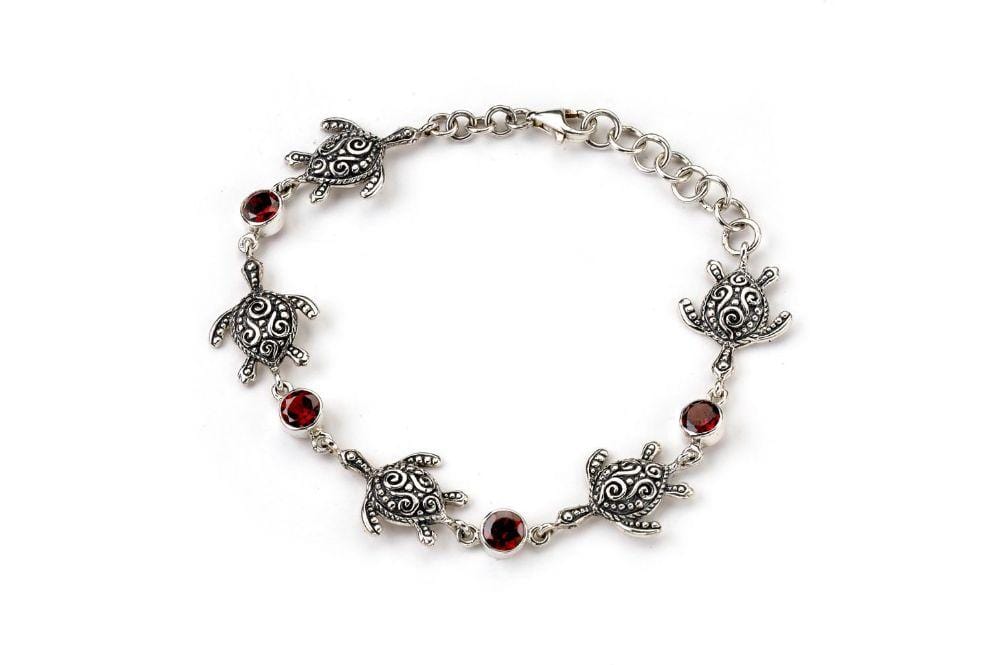 Samuel B. BRACELET Sea Turtle Strand Bracelet- Garnet Garnet