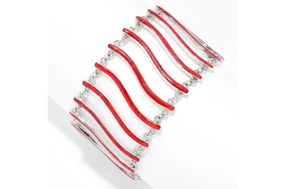 Samuel B. BRACELET Sterling Staircase Bracelet- Coral Coral