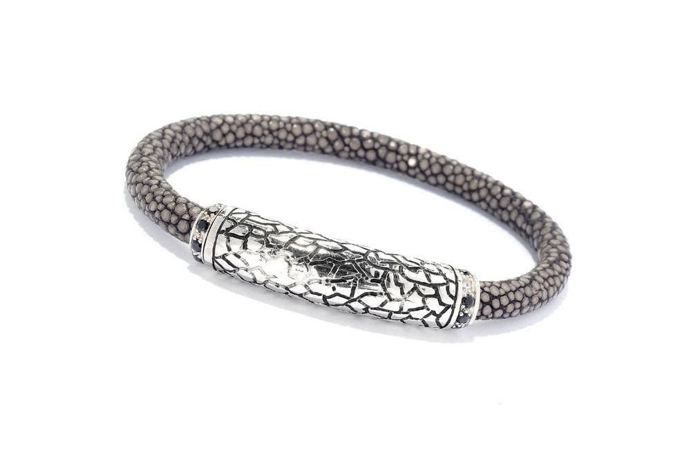 Samuel B. BRACELET Stingray Leather Bracelet- Gray Steel Gray