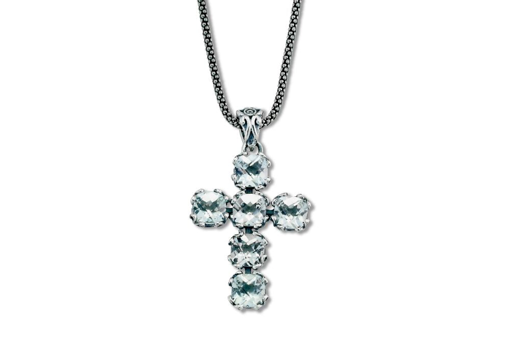 Glow Cross Pendant- White Topaz