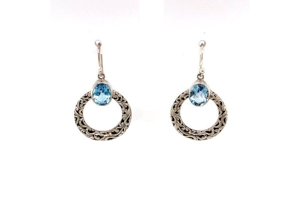 Sacred Circle Earrings- Blue Topaz
