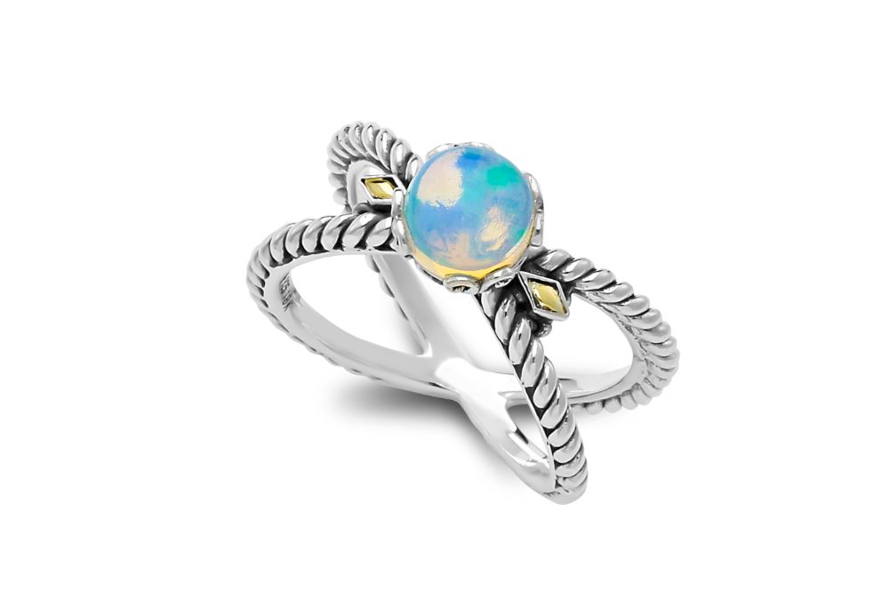 Glow "X" Ring- Opal