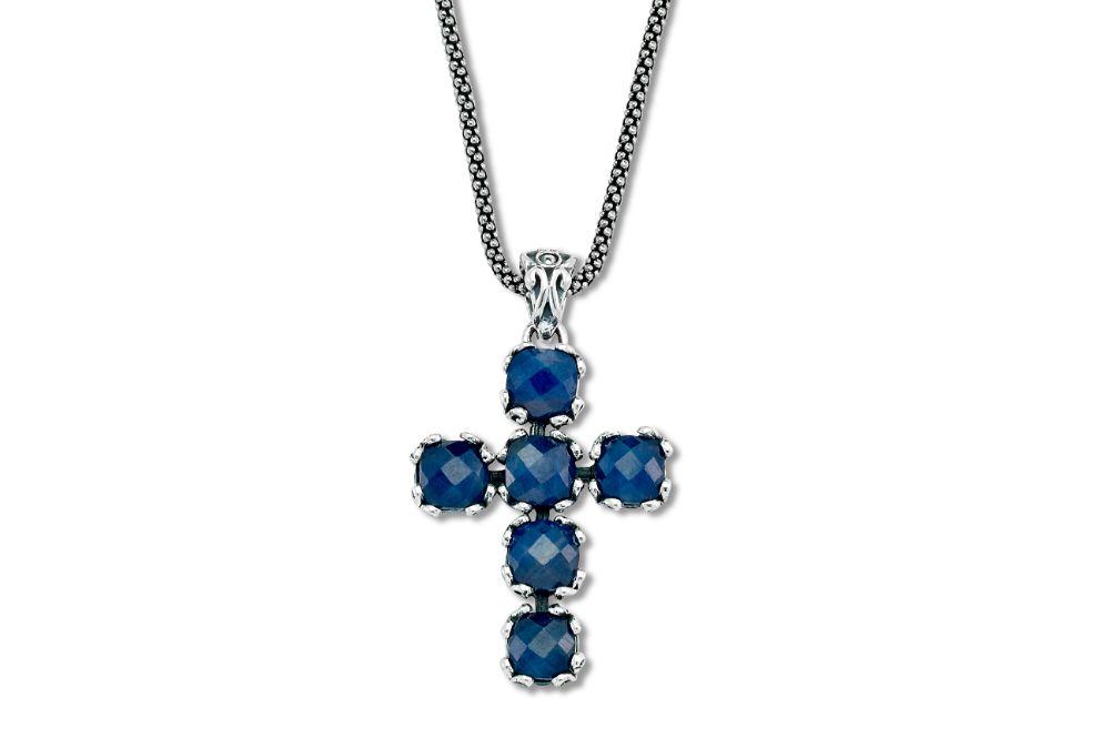 Glow Cross Pendant- Blue Sapphire